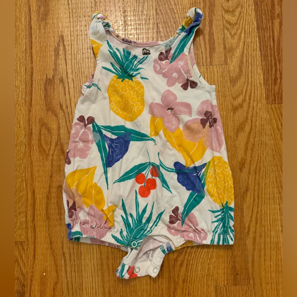 Tea tie shoulder baby romper